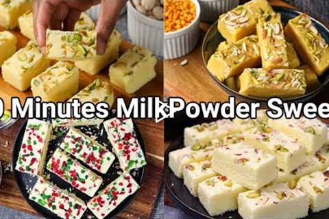 10 Mins Indian Milk Sweets Recipes | 4 Quick & Easy Milk Desserts Recipes | Milk based Recipes