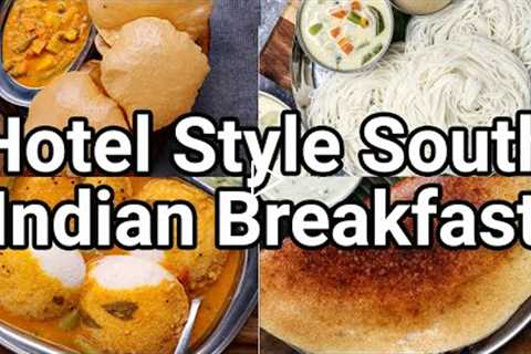 Hotel Style South Indian Breakfast Combo Meal - Dosa, Poori Kurma, Idli Sambar, Idiyappam &..