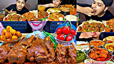 ASMR EATING SPICY MUTTON CURRY, CHICKEN REZALA, BIRIYANI, EGG | INDIAN FOOD MUKBANG |FoodShood|