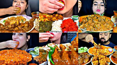 ASMR EATING SPICY CHICKEN CURRY, MUTTON CURRY, BIRIYANI | BEST INDIAN FOOD MUKBANG |Foodie India|