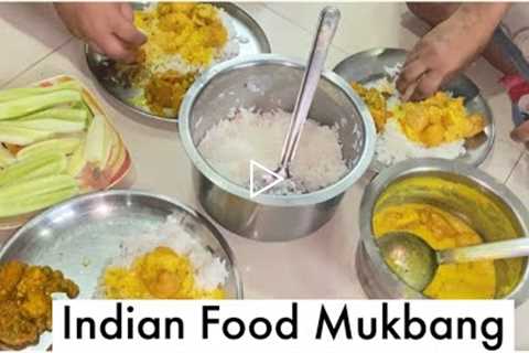 Indian Food Mukbang | ASMR Eating Show- Kadhi pakora, rice , mixveg desi food mukbang |Real Mukbang
