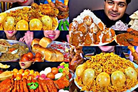 ASMR EATING BUTTER EGG CURRY, EGG BIRYANI, CHICKEN CURRY, FISH | BEST INDIAN FOOD MUKBANG|FoodShood|
