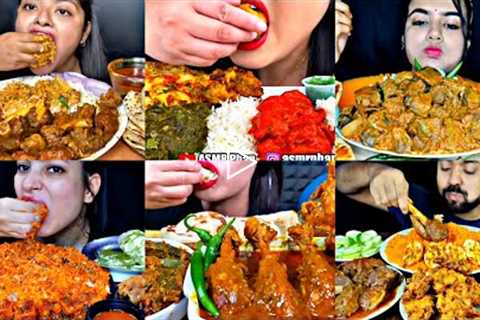 ASMR EATING SPICY CHICKEN CURRY, MUTTON CURRY, BIRIYANI | BEST INDIAN FOOD MUKBANG |Foodie India|