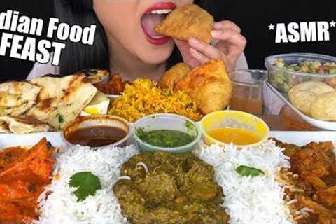 ASMR INDIAN FOOD FEAST (Eating Sounds) | Biryani Rice Pani Puri Samosa Butter Chicken | ASMR Phan