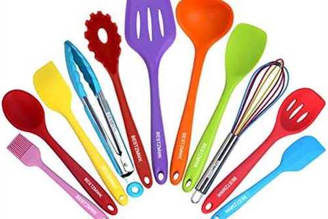 Kitchen Utensil Set – 11 Cooking Utensils – Colorful Silicone Kitchen Utensils – Nonstick Cookware..