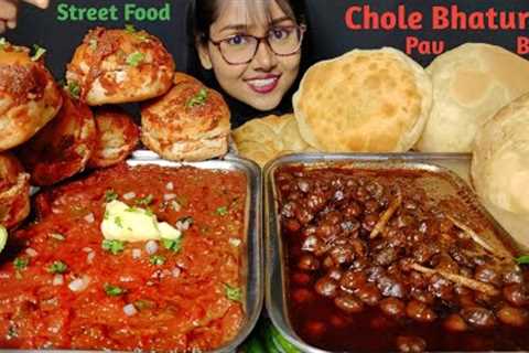 Eating Pav Bhaji, Chole bhature | Big Bites | Asmr Eating | Mukbang | Indian Street Food | Food