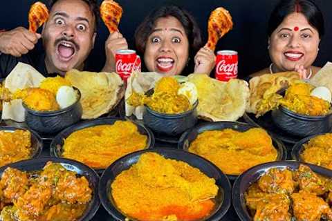 Spicy Schezwan Chicken, Chicken Chaap, Chicken Biryani, Naan, Kadai Chicken Eating Challenge 😋