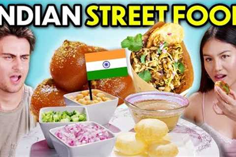 Trying Indian Street Food For The First Time! (Gulab Jamun, Panipuri, Bhel Puri, Aloo Tikki)