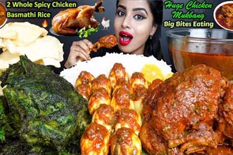 ASMR Eating Spicy Hyderabadi Whole Green Chicken Curry,Egg Curry,Rice Big Bites ASMR Eating Mukbang