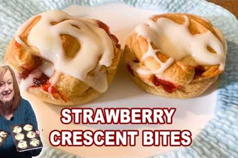 STRAWBERRY CRESCENT BITES with Cream Cheese Drizzle