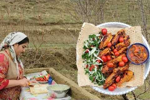 Cooking on a rainy day/most delicious recipe for chicken wings in a country house