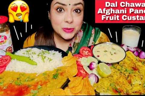 EATING Dal Tadka, Afghani Paneer with Rice, Fruit Custard, Chaach & Salad | INDIAN COMFORT FOOD