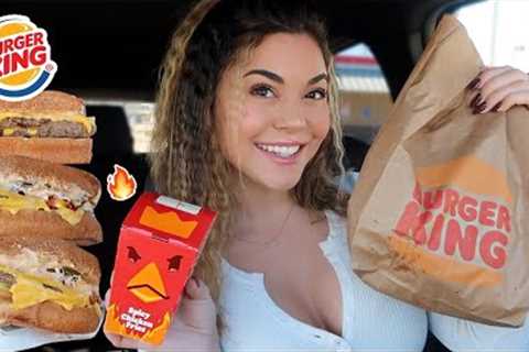 Trying NEW Fast Food Items! BK Spicy Chicken Fries & 3 Saucy Melts!