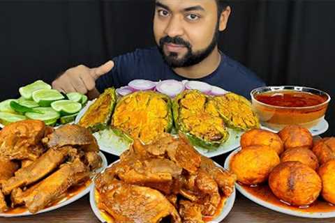 HUGE SPICY DUCK CURRY, DUCK EGG CURRY, BRINJAL FRY, RICE, GRAVY, SALAD ASMR MUKBANG EATING SHOW ||