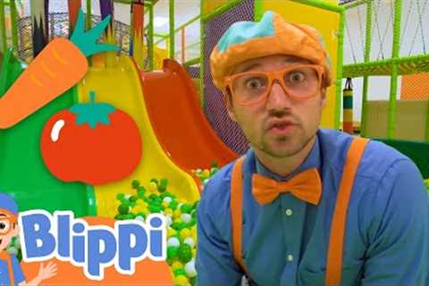 Blippi Learns Vegetables at Jumping Beans Indoor Playground | Educational Videos for Kids