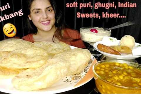 ASMR: Soft Luchi/ Puri, Ghugni, Payes/Kheer, Indian Sweets, Mukbang Eating Show,Happy Food With Tina