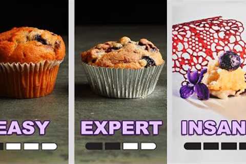 Easy vs Expert vs Insane Blueberry Muffins  | How To Cook That Ann Reardon