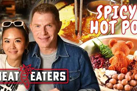 Bobby Flay Eats FIERY Hot Pot + Spicy Street Food & Chinese Noodle Tutorial! | Heat Eaters