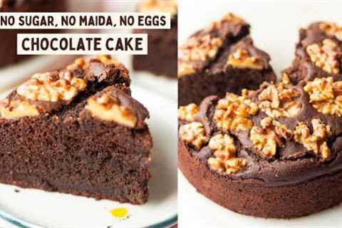 NO SUGAR , NO EGG , NO MAIDA CHOCOLATE CAKE | EGGLESS ATTA CHOCOLATE CAKE