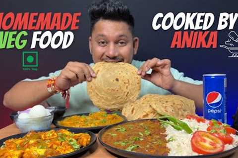 Eating Homemade Kashmiri Rajma Chawal | Chilly Paneer | Gatte Ki Sabji  | Indian Veg Food Mukbang