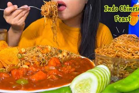 Eating Paneer Fried Rice, Chilly Paneer Gravy, Noodles, Lays | Indo Chinese food | Mukbang | ASMR |