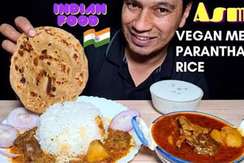Eating Vegan Meat, Rice, Parantha | ASMR | Eating Show | Eating Indian Food Asmr