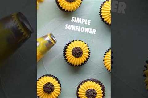 Simple Sunflower Cupcake Design #shorts