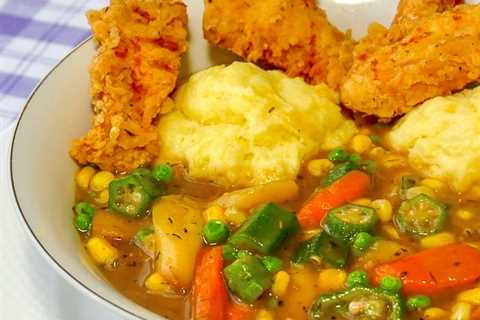 Fried Chicken Stew with Corn Flour Dumplings