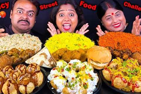 Spicy Street Food Eating Challenge Chowmin & Manchurian, Fried Rice & Chicken, Panipuri,..