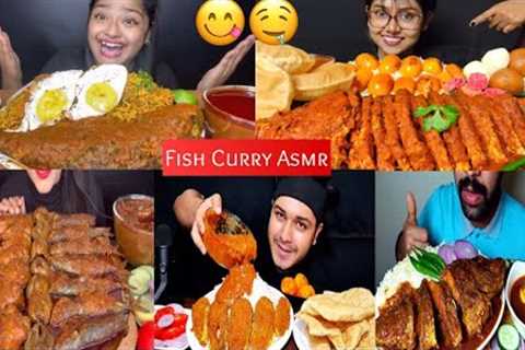 ASMR EATING SPICY FISH CURRY🤤🌶️ | INDIAN FOOD MUKBANG | Fish Curry 🐠 With Rice eating video😋🍛