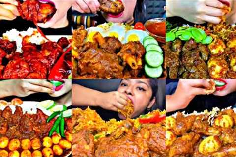 ASMR EATING SPICY CHICKEN CURRY, MUTTON CURRY, EGG CURRY | BEST INDIAN FOOD MUKBANG |Foodie India|