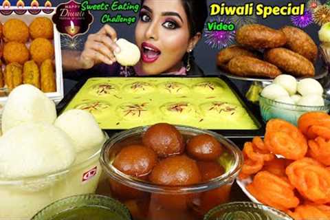 Eating Rasmalai,Gulab Jamun,Rasgulla,Motichur Laddu,Jalebi,Kheer Indian Sweets ASMR Eating Mukbang