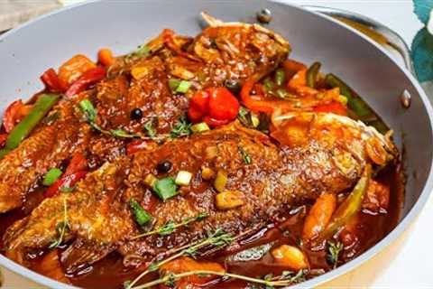 Easy Jamaican Brown Stew Fish with Red Snapper.