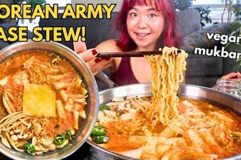 KOREAN ARMY BASE STEW (VEGAN BUDAEJJIGAE) MUKBANG | Munching Mondays