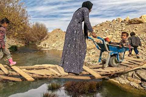 Empty Nets; Unfriendly River: Mother and Children Disappointment Empty-Handed