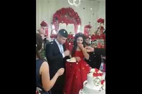 Angry groom loses it during wedding cake cutting ceremony, leaving guests and bride horrified