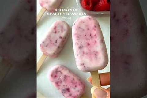 Healthy Dessert Idea: Raspberry Popsicles💗 #healthydessert #healthyrecipe #healthyrecipes