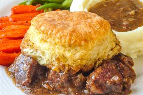 Braised Beef Pot Pie with Biscuit Topping