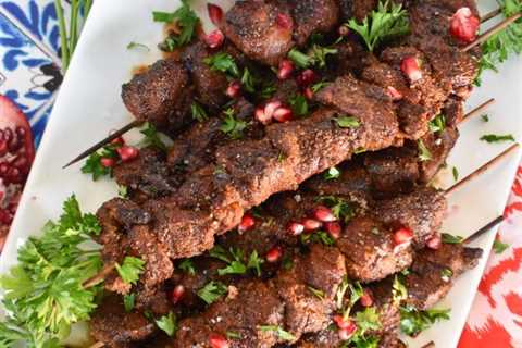 Coriander Crusted Grilled Lamb Kebabs with Pomegranate Molasses